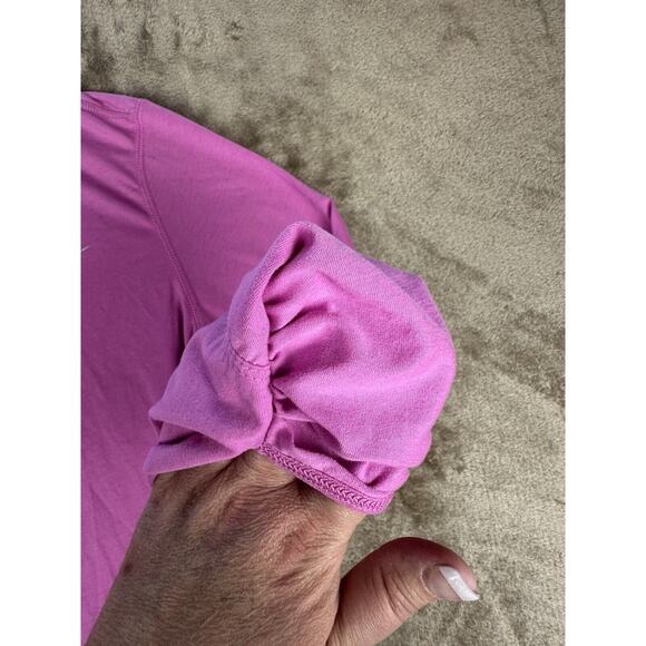 NIKE Long Sleeve pink Running Dri-Fit thin hoodie Hand Covers and Pocket Small - Picture 3 of 8